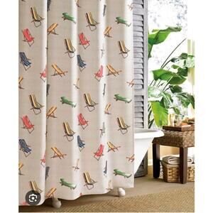 Tommy Bahama Beach Chair Coastal Shower Curtain Kahki Colorful 72x84